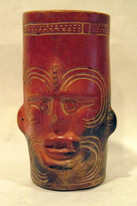 Maya Redware Face Bowl
