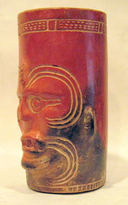 Maya Redware Face Bowl